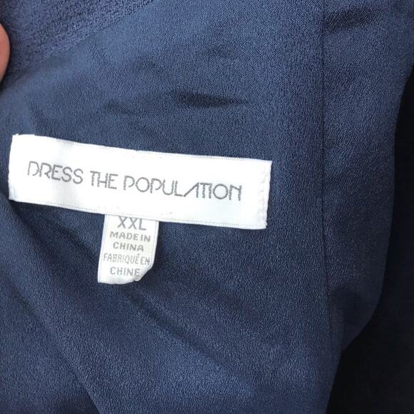 Dress the Population Tessa Crepe Halter Midi Dress Navy Blue - Picture 6 of 8